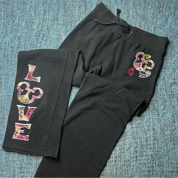 Disney Disneyland Resort Mickey Mouse Wide Leg Sweatpants in Black Disney Parks - Picture 1 of 6